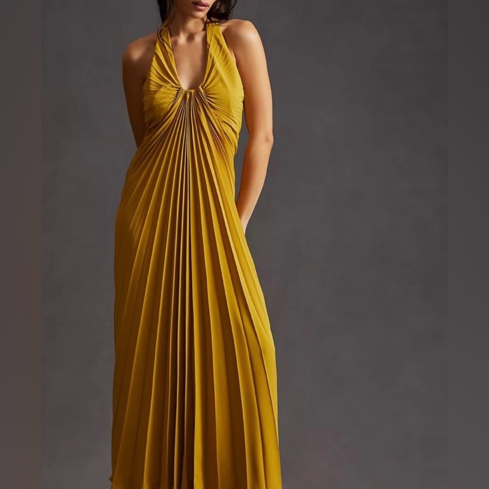 Anthropologie pleated halter midi dress
